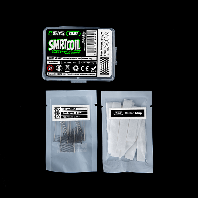 wotofo-smrt-v8-baby-set-r-sistance-mesh-coton-nexmesh-chill image 5